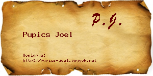 Pupics Joel névjegykártya